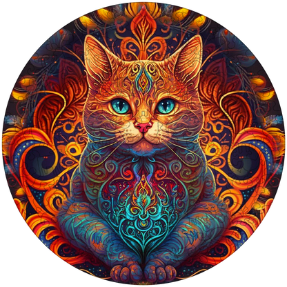 Quebra-cabeça de madeira mandala cat - senhor do fogo