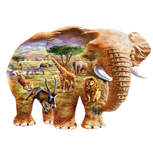 🔥Último dia 89% -quebra-cabeça de madeira de elefante chesterman