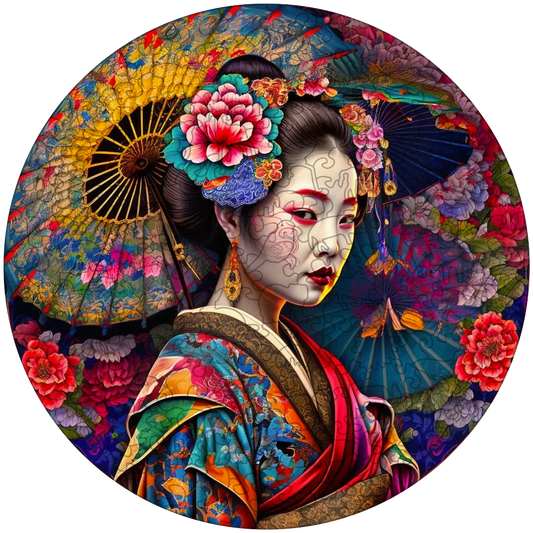 Quebra-cabeça de madeira de gueixa japonesa