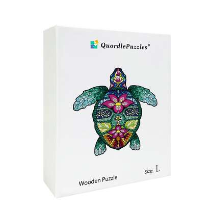 Quebra-cabeça de madeira tartaruga sálvia