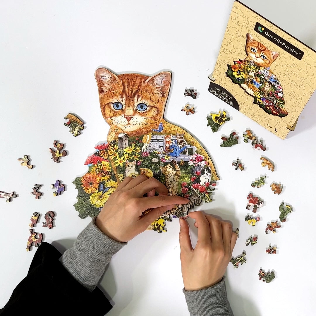 Quebra-cabeça de gato de jardim
