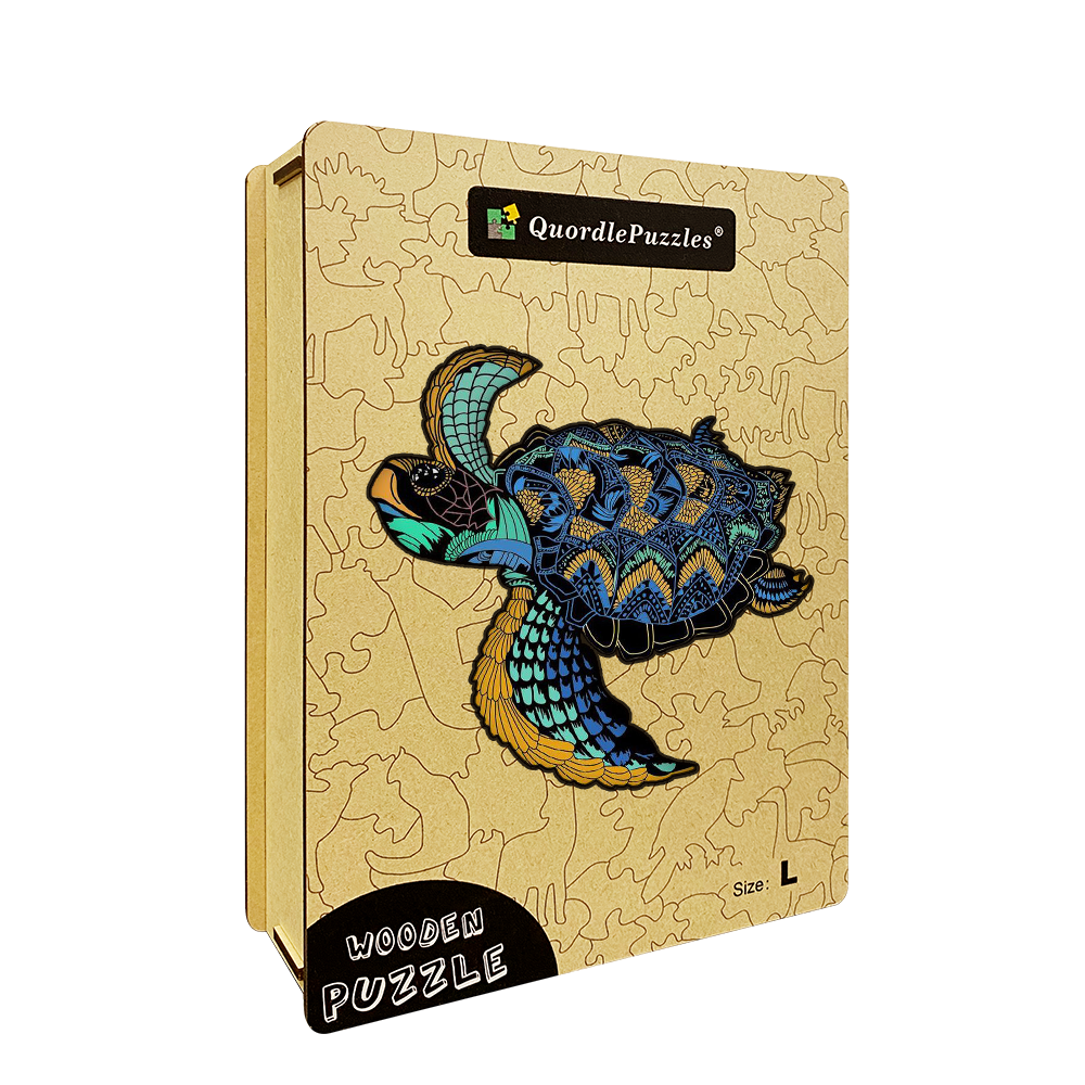 Quebra-cabeça de madeira tartaruga viajante