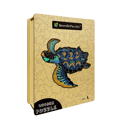 Quebra-cabeça de madeira tartaruga viajante