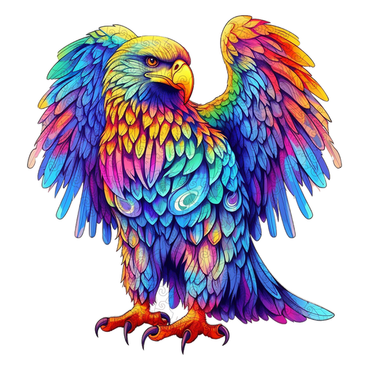 🔥Último dia 85% de desconto-quebra-cabeça de madeira com pôster de cabeça de águia colorida