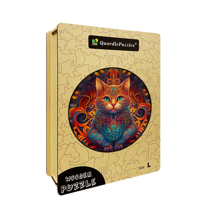 Quebra-cabeça de madeira mandala cat - senhor do fogo
