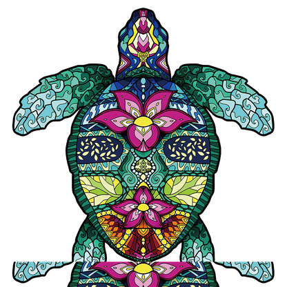 Quebra-cabeça de madeira tartaruga sálvia
