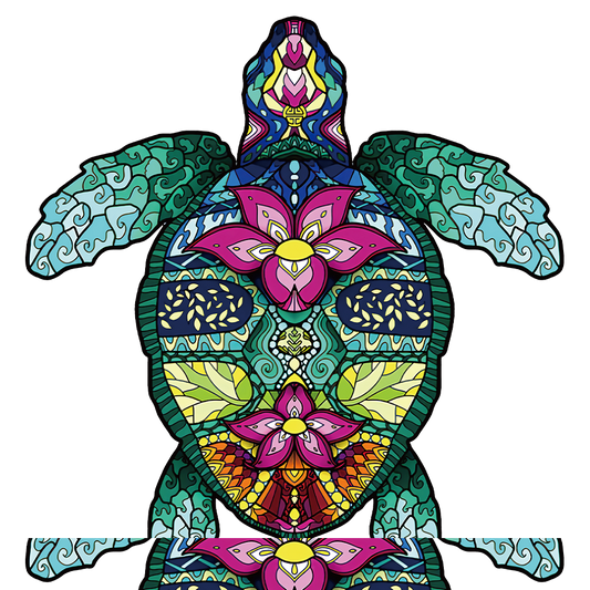 Quebra-cabeça de madeira tartaruga sálvia